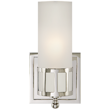 Single Sconce in Polished Nickel with Frosted Glass, Lighting, Laura of Pembroke