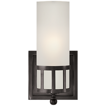 Single Sconce in Bronze with Frosted Glass, Lighting, Laura of Pembroke
