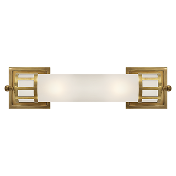 Medium Sconce in Hand-Rubbed Antique Brass with Frosted Glass, Lighting, Laura of Pembroke