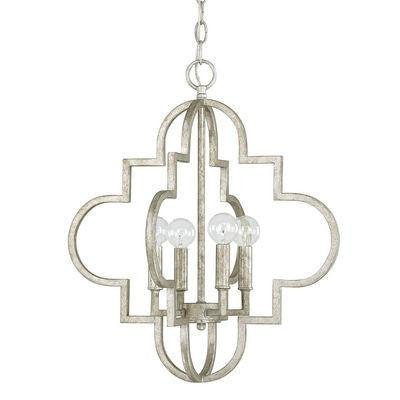 4 Light Pendant in Antique Silver, Lighting, Laura of Pembroke