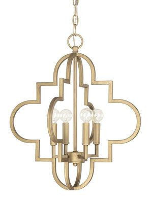 4 Light Pendant in Brushed Gold, Lighting, Laura of Pembroke