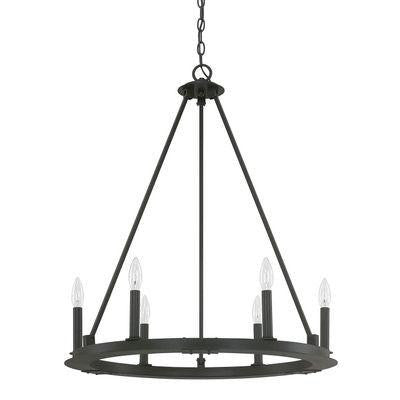 6 Light Chandelier in Black Iron, Lighting, Laura of Pembroke