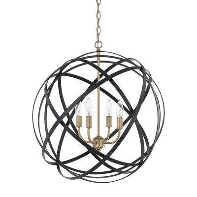 4 Light Pendant in Aged Brass and Black, Lighting, Laura of Pembroke