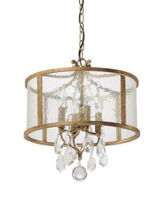 4 Light Pendant with clear crystals included in Antique Gold, Lighting, Laura of Pembroke