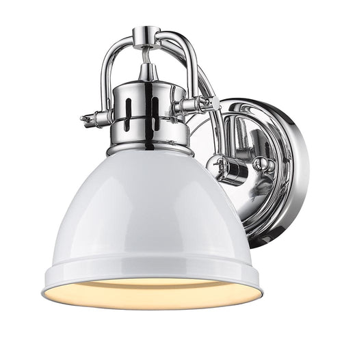 1 Light Bath Vanity in Chrome with a White Shade, Lighting, Laura of Pembroke