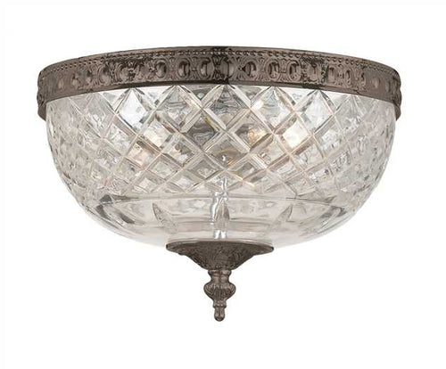 Medium 2 Light Bronze Lead Crystal Ceiling Mount, Lighting, Laura of Pembroke