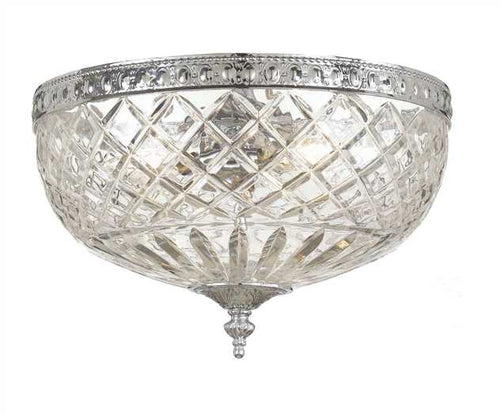 Large 3 Light Chrome Lead Crystal Ceiling Mount, Lighting, Laura of Pembroke