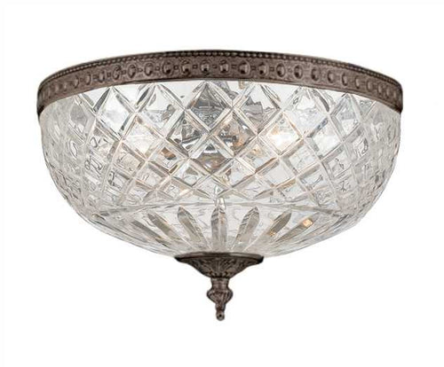 Large 3 Light Bronze Lead Crystal Ceiling Mount, Lighting, Laura of Pembroke