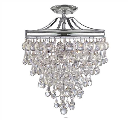 Crystal Teardrop 3 Light Chrome Semi-Flush, Lighting, Laura of Pembroke