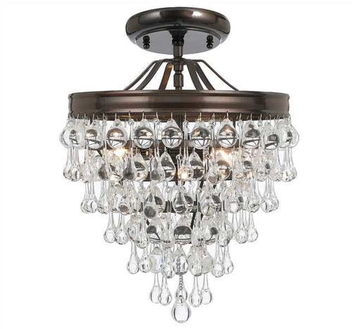 Crystal Teardrop 3 Light Bronze Semi-Flush, Lighting, Laura of Pembroke