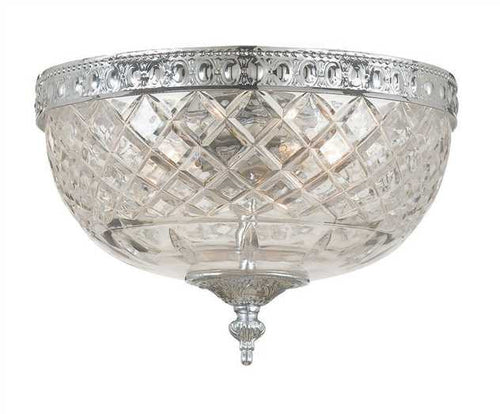 Small 2 Light Chrome Lead Crystal Ceiling Mount, Lighting, Laura of Pembroke