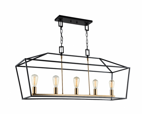 Rusty Black + Aged Gold Brass Island Fixture, Lighting, Laura of Pembroke