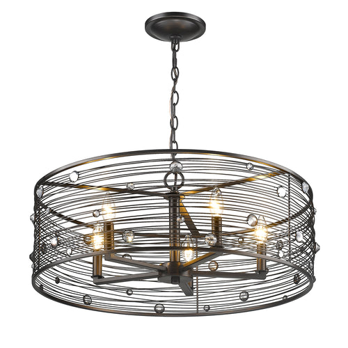 Bijoux 5 Light Chandelier in Brushed Etruscan Bronze, Lighting, Laura of Pembroke