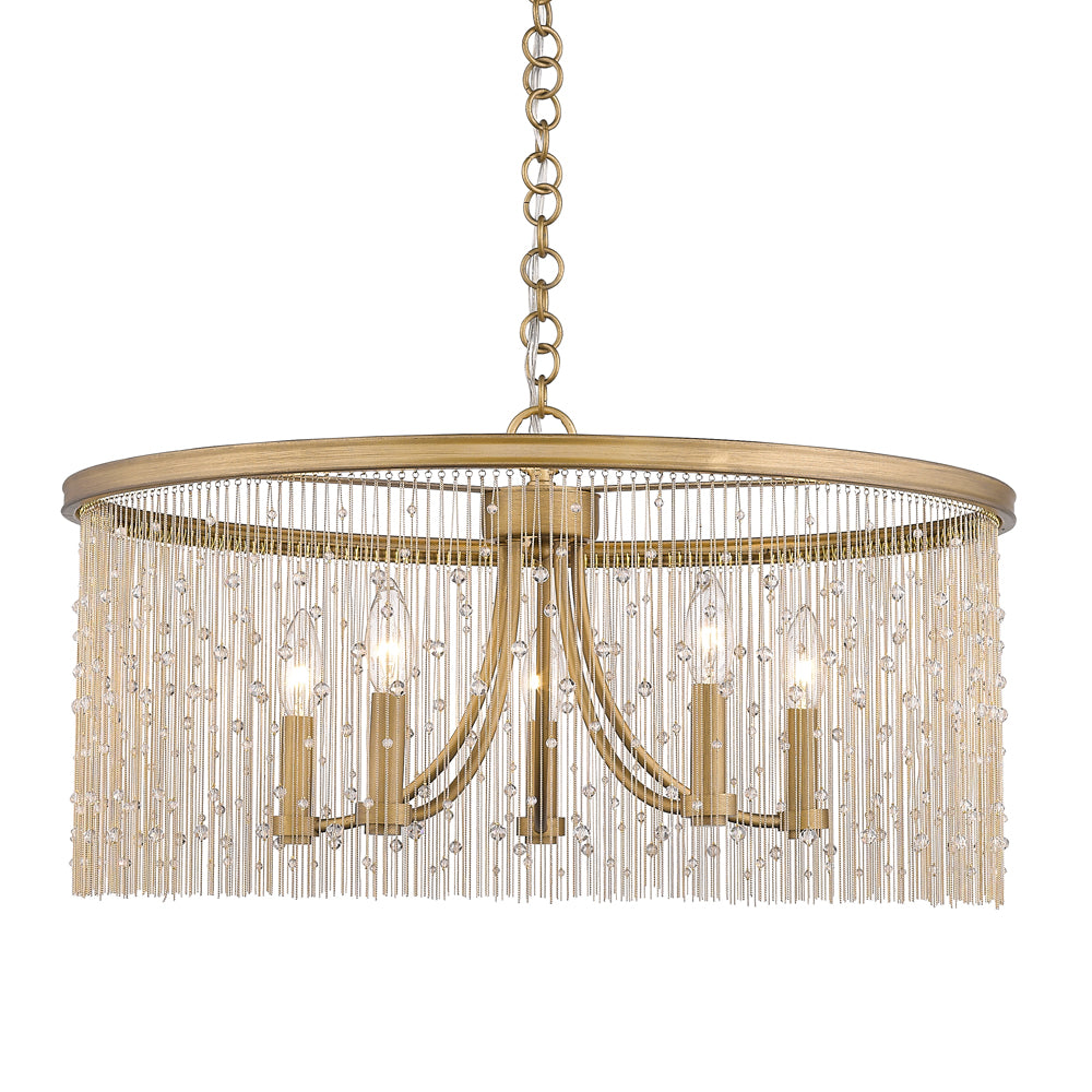 Marilyn CRY 5 Light Chandelier in Peruvian Gold with Crystal Strands, Lighting, Laura of Pembroke