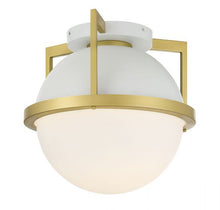 CARLYSLE 1-LIGHT CEILING LIGHT, WHITE W/ WARM BRASS ACCENTS