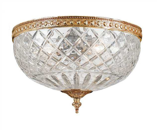 Small 2 Light Brass Lead Crystal Ceiling Mount, Lighting, Laura of Pembroke