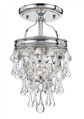 Crystal Teardrop 1 Light Chrome Semi-Flush, Lighting, Laura of Pembroke