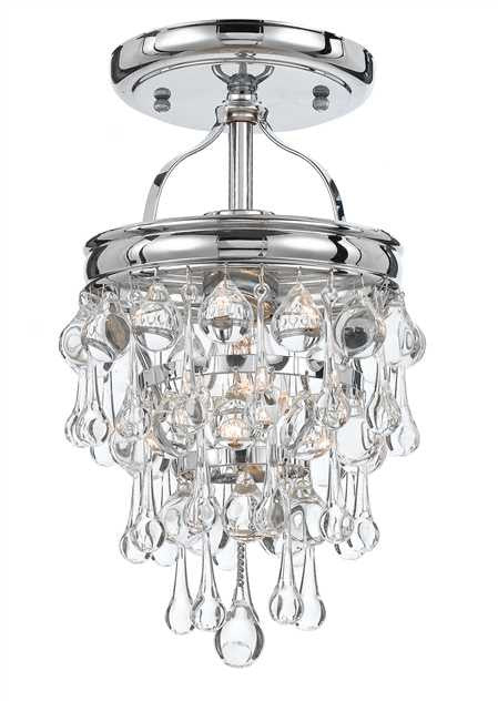 Crystal Teardrop 1 Light Chrome Semi-Flush, Lighting, Laura of Pembroke