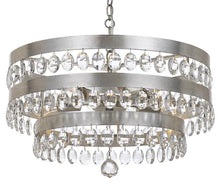 5 Light Antique Silver Chandelier with Crystals, Lighting, Laura of Pembroke