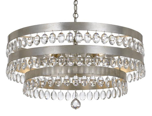 6 Light Antique Silver Chandelier, Lighting, Laura of Pembroke