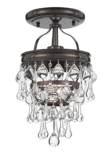 Crystal Teardrop 1 Light Bronze Semi-Flush, Lighting, Laura of Pembroke