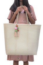 Large Open Tote-Bone/Gold