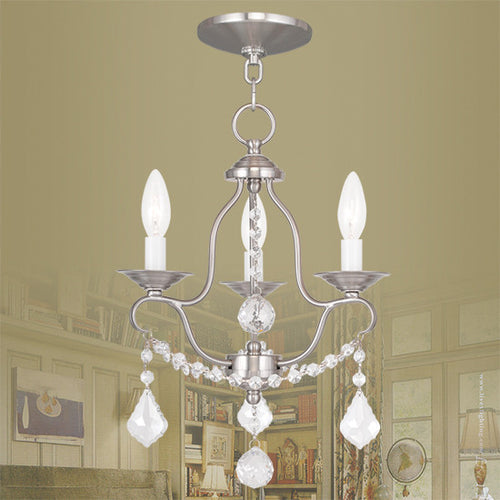 3 Stem Crystal Chandelier, Lighting, Laura of Pembroke