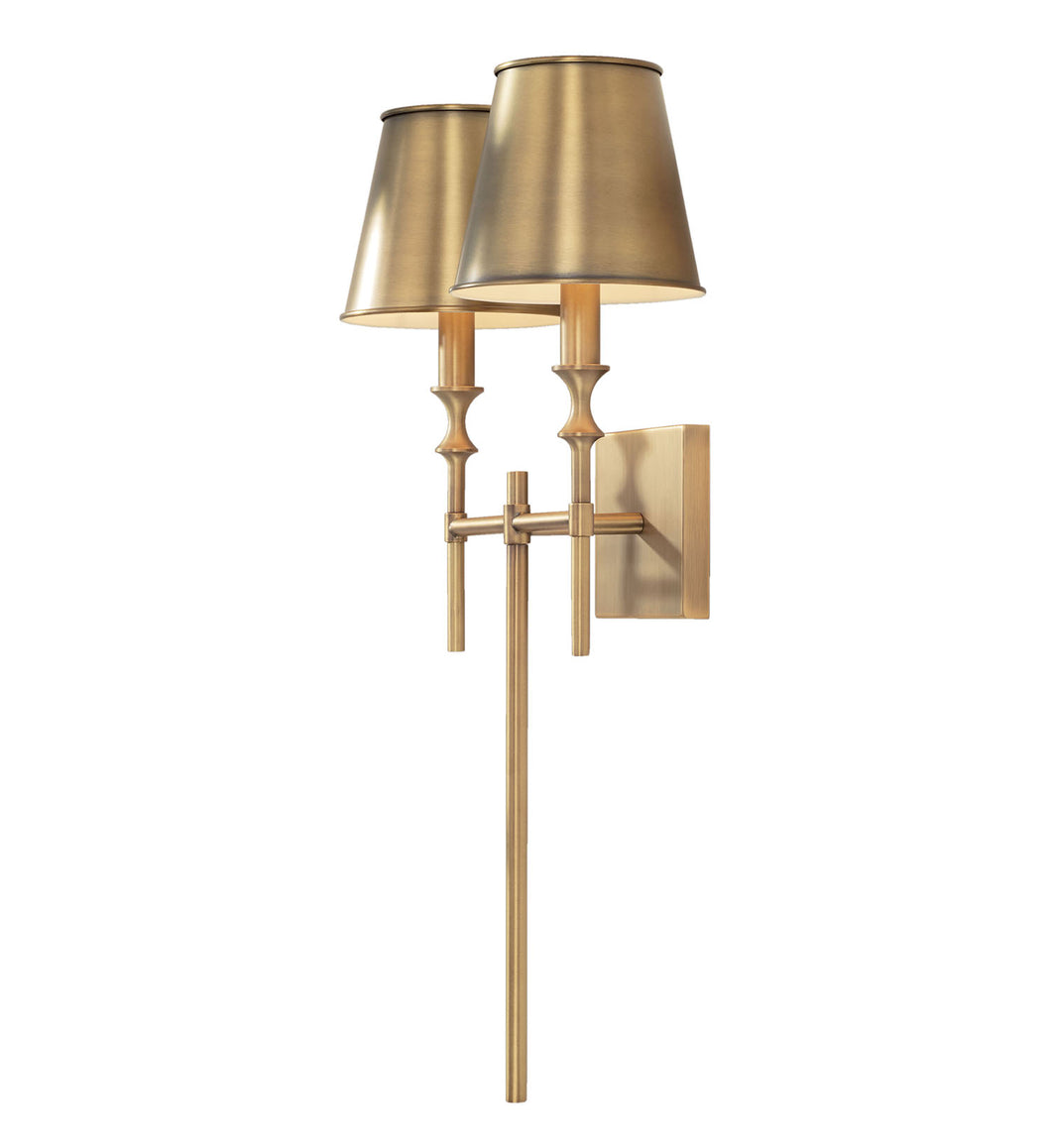WHITNEY 2-LIGHT SCONCE, AGED BRASS