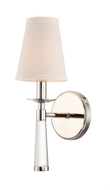 Polished Nickel 1 Light Sconce with Shade, Lighting, Laura of Pembroke