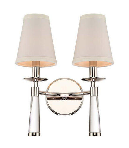 Polished Nickel 2 Light Sconce with Shades, Lighting, Laura of Pembroke