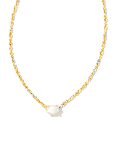 Cailin Crystal Gold Pendant Necklace-Mother of Pearl