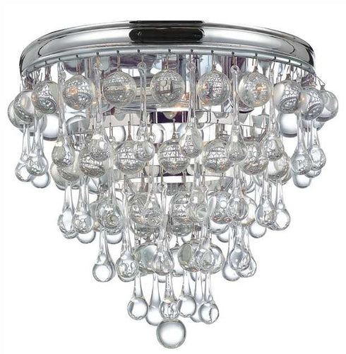 Crystal Teardrop 3 Light Chrome Flush Mount, Lighting, Laura of Pembroke