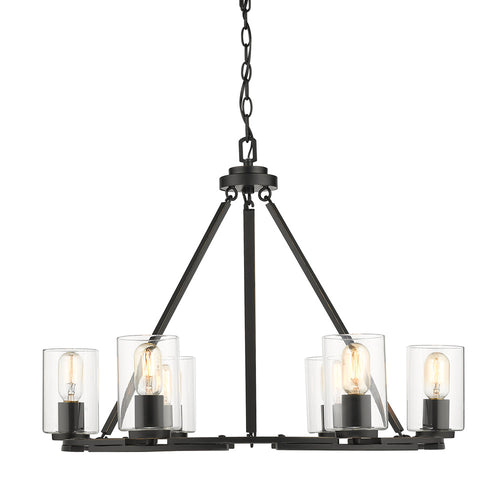 Monroe 6 Light Chandelier in Black with Clear Glass, Lighting, Laura of Pembroke