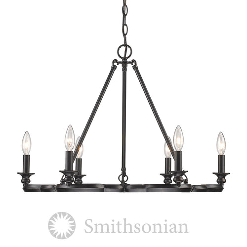 Smithsonian Saxon 6 Light Chandelier in Aged Bronze, Lighting, Laura of Pembroke