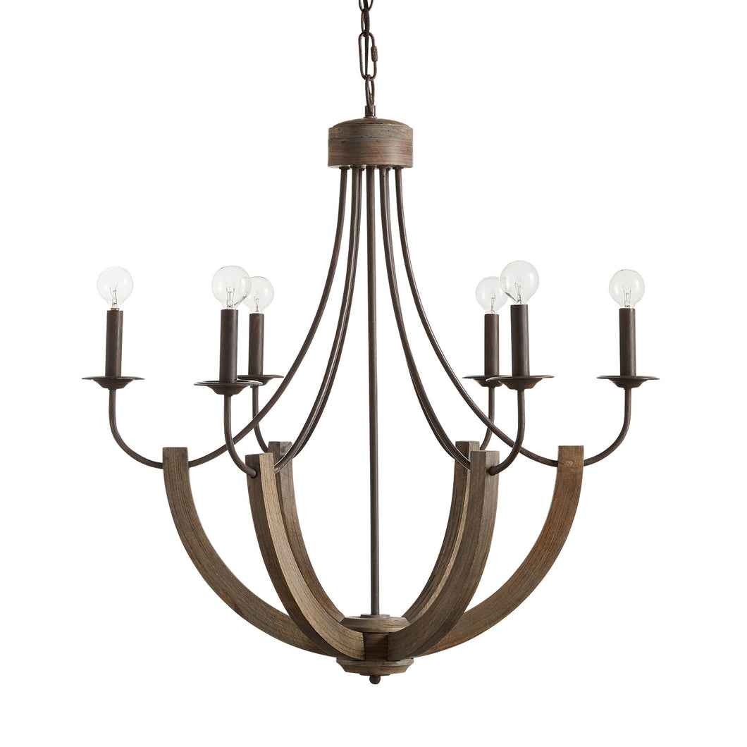 Tybee Natural Wood and Rope 6 Light Chandelier, Lighting, Laura of Pembroke