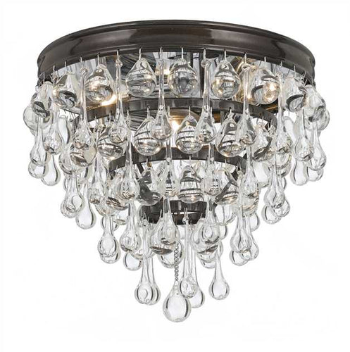 Crystal Teardrop 3 Light Bronze Flush Mount, Lighting, Laura of Pembroke