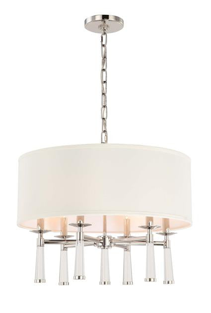 Polished Nickel 6 Light Chandelier with Shade, Lighting, Laura of Pembroke