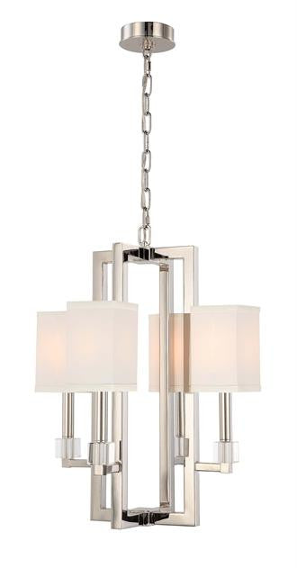 Square Shade Polished Nickel 4 Light Chandelier, Lighting, Laura of Pembroke