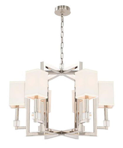 Square Shade Polished Nickel 6 Chandelier, Lighting, Laura of Pembroke