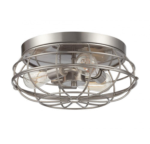 Polished Nickel Cage Flush Mount, Lighting, Laura of Pembroke