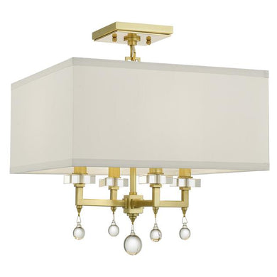 PAXTON 4 LIGHT CEILING MOUNT, AGED BRASS