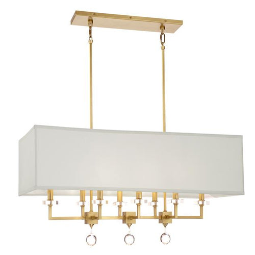 PAXTON 8 LIGHT CHANDELIER, AGED BRASS
