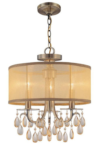 Brass 3 Light Drum Shade Chandelier, Lighting, Laura of Pembroke