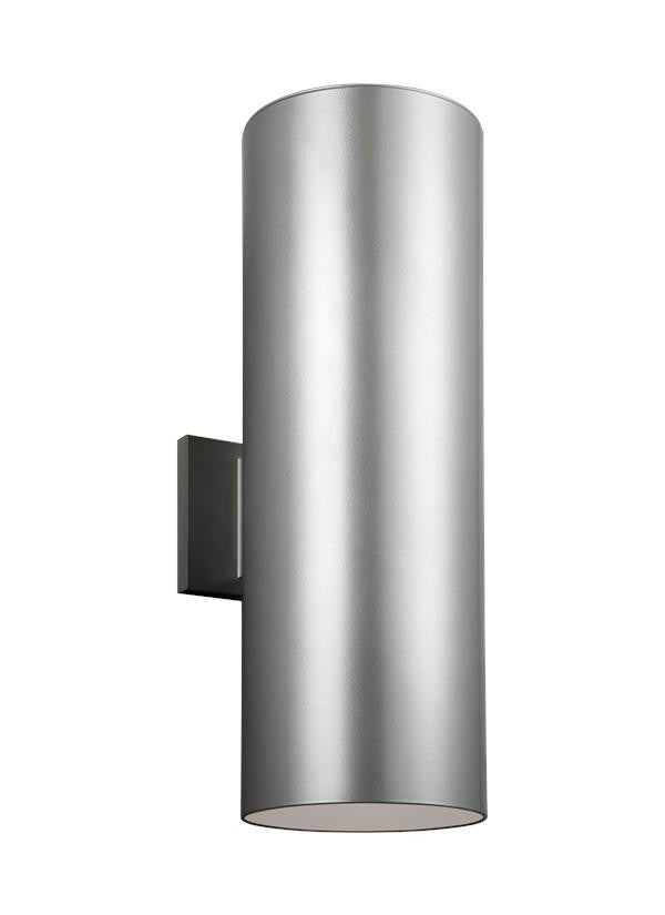 Outdoor Cylinders Painted Brushed Nickel Large 2 Light Wall Lantern, Lighting, Laura of Pembroke