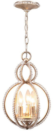 Gold Beaded Garland 3 Light Mini Chandelier, Lighting, Laura of Pembroke