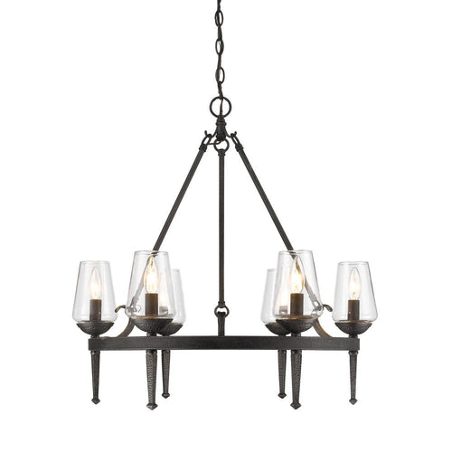 Dark Natural Iron 6 Light Chandelier, Lighting, Laura of Pembroke