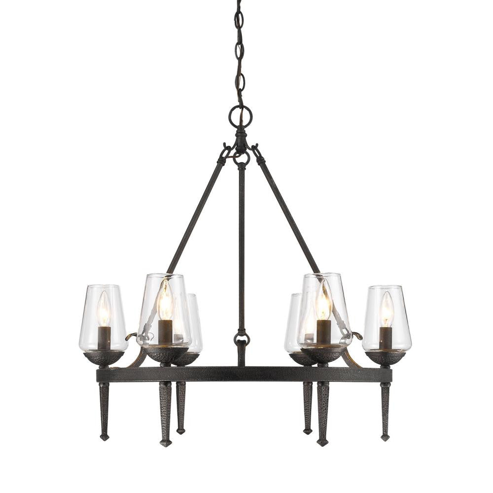 Dark Natural Iron 6 Light Chandelier, Lighting, Laura of Pembroke