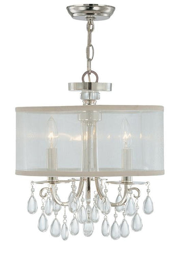 Chrome 3 Light Drum Shade Chandelier, Lighting, Laura of Pembroke