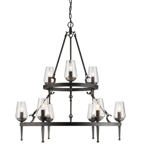 Dark Natural Iron 9 Light Chandelier, Lighting, Laura of Pembroke
