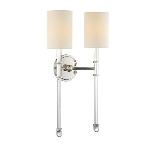Slim Polished Nickel 2 Light Sconce, Lighting, Laura of Pembroke